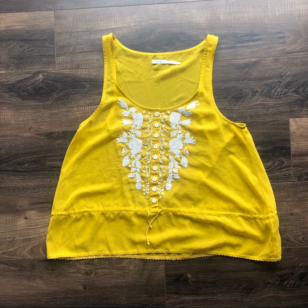 UO Kimchi Blue Embroidered Blouse Yellow small